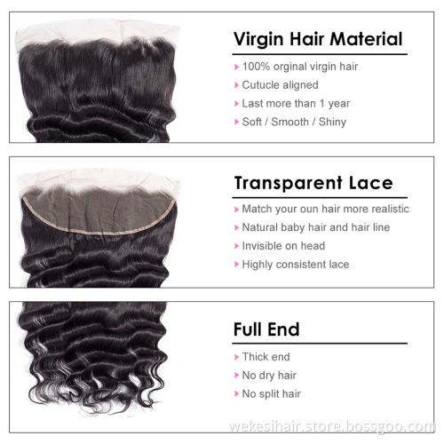 Lace Frontal 13*4 with Baby Hair Swiss Lace Virgin Brazilian cheap Lace Frontal Closure 13*4 Loose Deep Wave Frontal